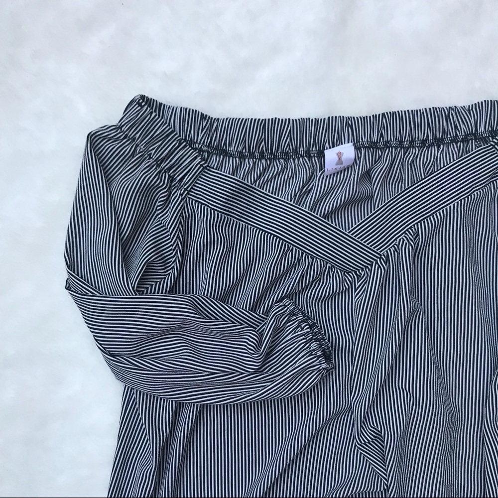 Libian Off the Shoulder Striped Blouse XL